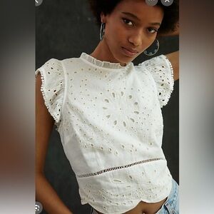 Anthropologie White Eyelet Blouse